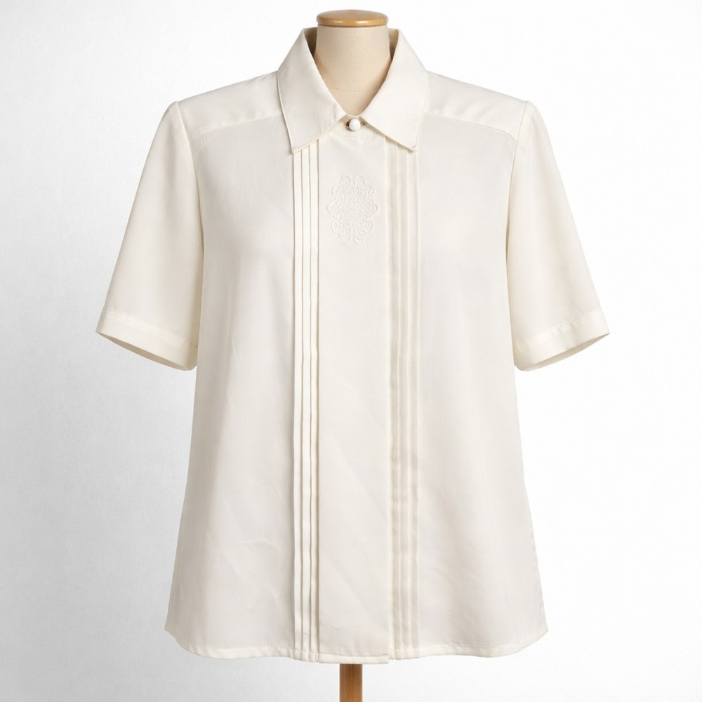 Vintage Yves St Clair Pleated Embroidered Button Shirt Sz 8 Edwardian Victorian